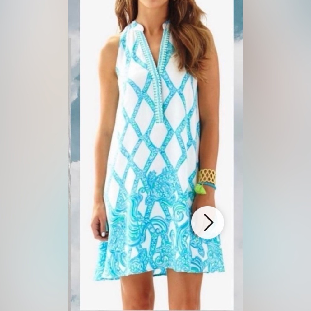 Lilly Pulitzer Turquoise and White Midi Dress